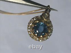 Antique Impériale Russe Fabergé Or 14k 56 Naturel Saphir Et Diamants Pendentif