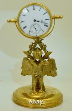 Antique Impériale Russe Maçonnique 24k Horloge D’argent Doré Par Vacheron & Constantin