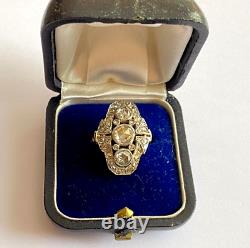 Antique Rare Impérial Russe Kf Faberge Ah 72 18k Or Rose Cut Diamonds Anneau