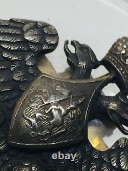 Antique Russe 84 Sterling Argent Eagle Impérial Médaille D'insigne Militaire