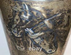 Antique Russe Impérial 84 Argent Vase Trophée Chevaux Equestre