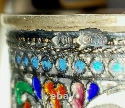 Antique Russe Impérial 84 Silver Enamel Napkin Ring