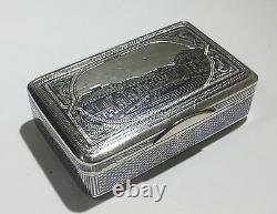 Antique Russe Impérial 840 Gilt Silver & Niello Snuff Box Vers 1886 Moscou