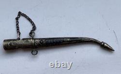 Antique Russe Impérial Dagger Argent 84 Niello Chaîne Souvenir Rare Vieux 19ème