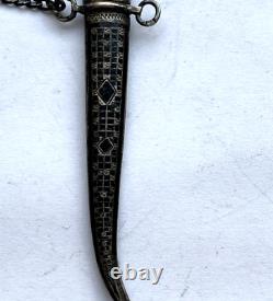 Antique Russe Imperial Dagger Caucasus Argent 84 Niello Gravure Rare Vieux