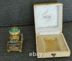 Antique Russe Impérial Jeweled Argent Gilt Et Émaillé Inkwell Par Grachev
