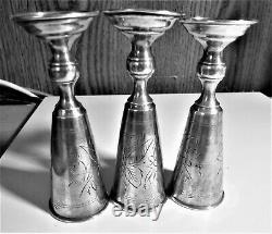 Antique Russe Imperial Silver 84 Ensemble De 3 Identiques Belles Coupes Kiddush