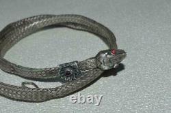 Antique Russe Impérial Sterling Argent 84 Bijoux Collier Chaîne De Serpent Garnet