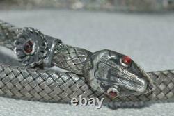 Antique Russe Impérial Sterling Argent 84 Bijoux Collier Chaîne De Serpent Garnet