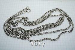 Antique Russe Imperial Sterling Silver 84 Jewelry Long Chain Necklace 63 Gr