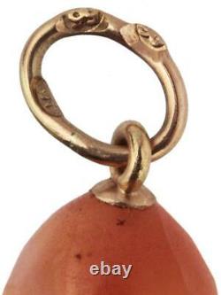 Antique Russe Miniature Pendentif D'oeuf 56 Boucle D'or & Pierre Artisanale