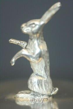 Antique Russe Sterling 84 Imperial Russian Hunting Egg Figural Rabbit Signé