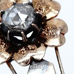 Antique Russian Imperial Diamant 56 Or 14k Argent Broche Broche Bijoux Pendentif