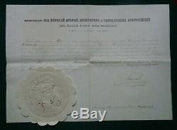 Antique Signé Tsar Russe Nicolas Imperial Document II Romanov & Sazanov 1912
