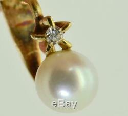 Antiquité Rare Impériale Russe En Or 18 Carats, Diamants Et Perles De Mer Boucles D'oreilles. Boîte D'origine
