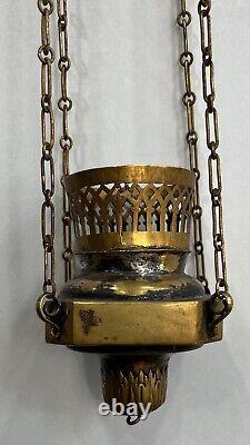 Argent impérial russe 84, 19ème siècle. Orthodoxe Hanging Oil Lamp (Lampada), 200 gr