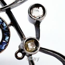 Art Antique Impériale Russe Nouveau Deco 56 Diamants En Or Saphir Broche