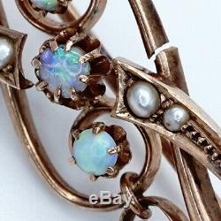 Art Antique Impériale Russe Nouveau Deco 56 Or Opale Perle Broche Pendentif