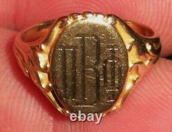 BAGUE ANCIENNE c. 1890 IMPÉRIALE RUSSE EN OR 14K AVEC BLASON SIGNET CYRILLIQUE PBF