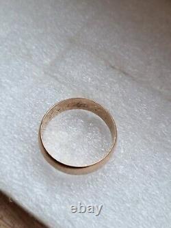 Bague de mariage en or 14 carats de l'ancien tsarisme impérial 56 zolotnik GCW RARE 4.45g