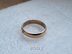 Bague de mariage en or russe impérial antique 22 carats / bande 92 96% or Timbre RARE