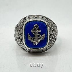 Bague en argent émail russe impérial 88 de K. Fabergé pour le Yacht Club de l'Empereur