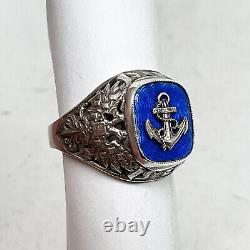 Bague en argent émail russe impérial 88 de K. Fabergé pour le Yacht Club de l'Empereur