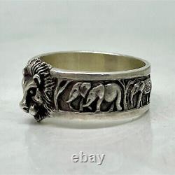 Bague en argent impérial russe 84 Lion et Éléphants