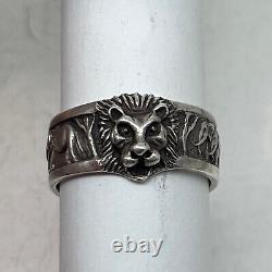 Bague en argent impérial russe 84 Lion et Éléphants