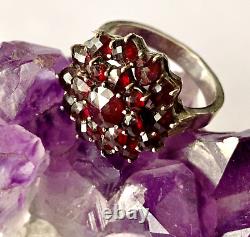 Bague en argent sterling antique impérial 84 avec grenat pyrope bohémien