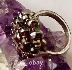 Bague en argent sterling antique impérial 84 avec grenat pyrope bohémien