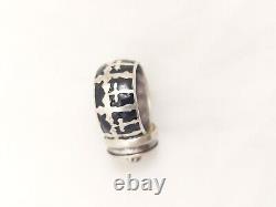 Bague impériale orthodoxe russe antique en argent émaillé Memento Mori crâne