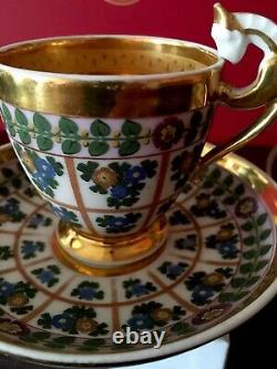 Belle Antique Oldparis Ou Russe Impérial Batenin Porcelaine Or Lavé