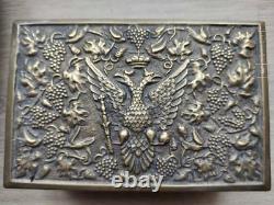 Boîte À Cigarettes De Bronze Antique Eagle À Double Tête Russe Métal Judaica Impérial Rare