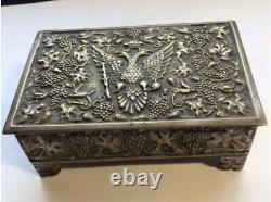 Boîte À Cigarettes De Bronze Antique Eagle À Double Tête Russe Métal Judaica Impérial Rare
