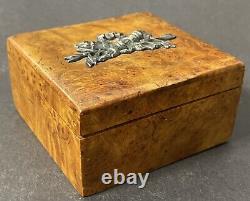 Boîte à bijoux antique en argent 84 et bouleau de Carélie impérial russe de Fabergé
