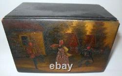 Boîte à cigares rare antique russe peinte des cosaques de l'ère impériale de Vishnyakov