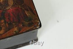 Boîte en laque peinte à la main PERLOV de l'ancienne Russie impériale des années 1890