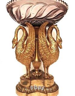 Bol de centre figuratif en verre doré et en bronze de l'Empire russe de 1850