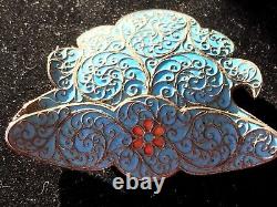Boucle de ceinture en argent russe impérial émaillé antique rare avec poinçon Klingert Fabergé