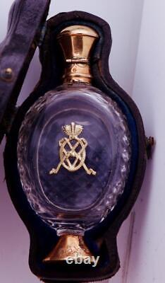 Bouteille de parfum en cristal taillé à la main et en or 14 carats de l'impératrice russe antique Maria.