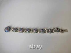 Bracelet en argent émaillé polychrome impérial russe St Petersbourg c 1900