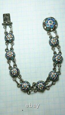 Bracelet en argent sterling russe 84 antique Empire en émail pour femmes 13 g