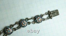 Bracelet en argent sterling russe 84 antique Empire en émail pour femmes 13 g