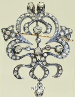 Broche Fabergé impériale russe antique en or 18 carats et diamants de 2,5 carats, dans une boîte des années 1890.