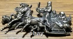 Broche Troïka en argent antique 875 IMPÉRIAL RUSSE SLIEGH RIDE Chevaux Figural