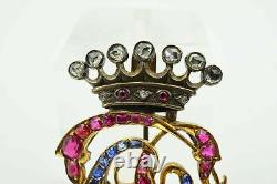 Broche antique impériale en or des Romanov tsaristes Royauté Couronne ducale Royal RU