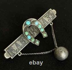 Broche de bijoux en argent impérial russe ancien 84 pour femme avec pierre de turquoise