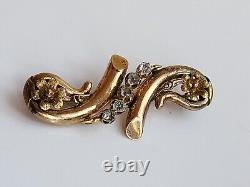 Broche de broche Antique Impériale Russe en Or Rose 56 14K ORIGINAL Parfait RARE