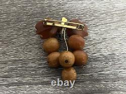 Broche de raisin en ambre royal rare soviétique russe de l'URSS